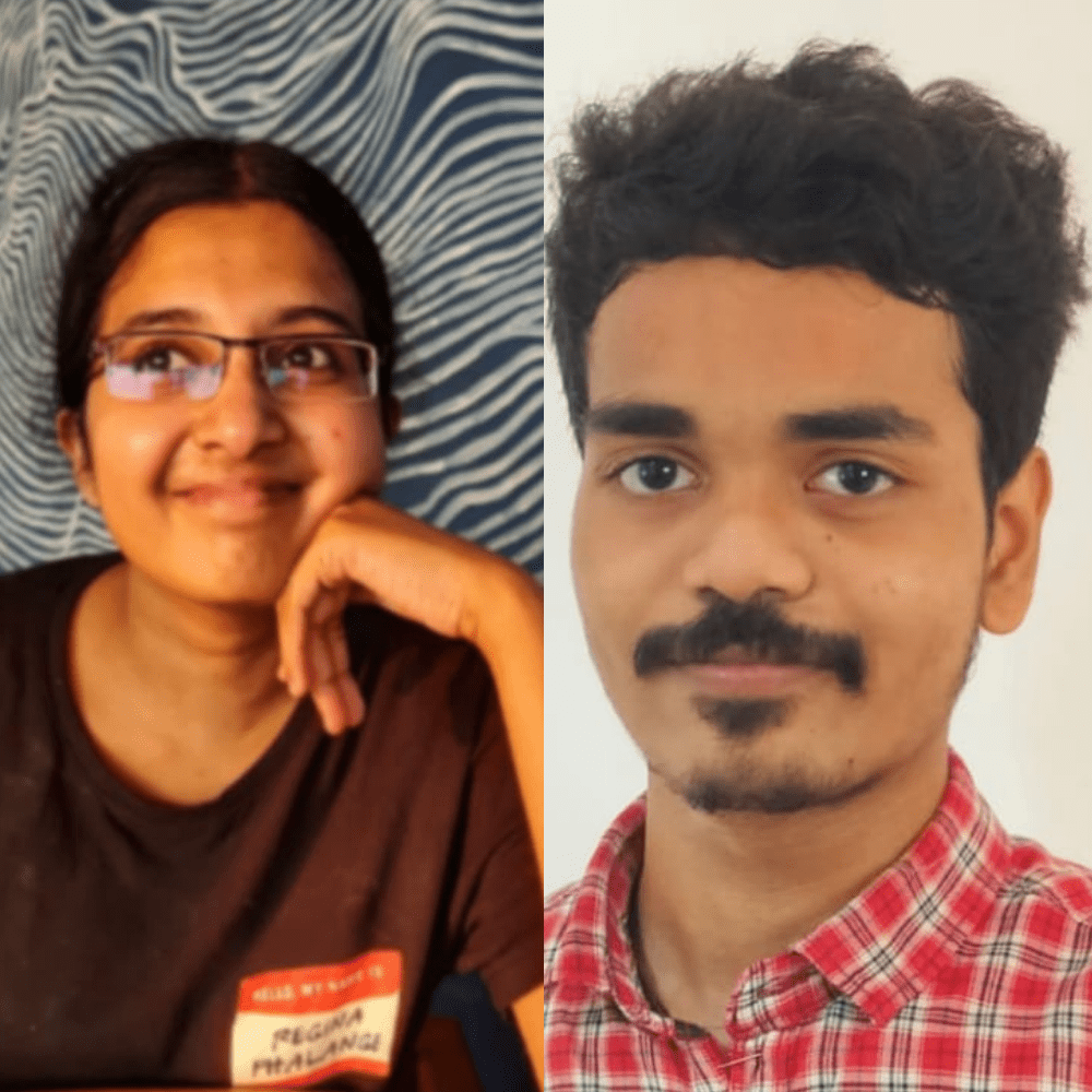 Collage of photos of Abhirami G (left) and Anand Krishna (right), the two candidates for Branch Councillor this year.