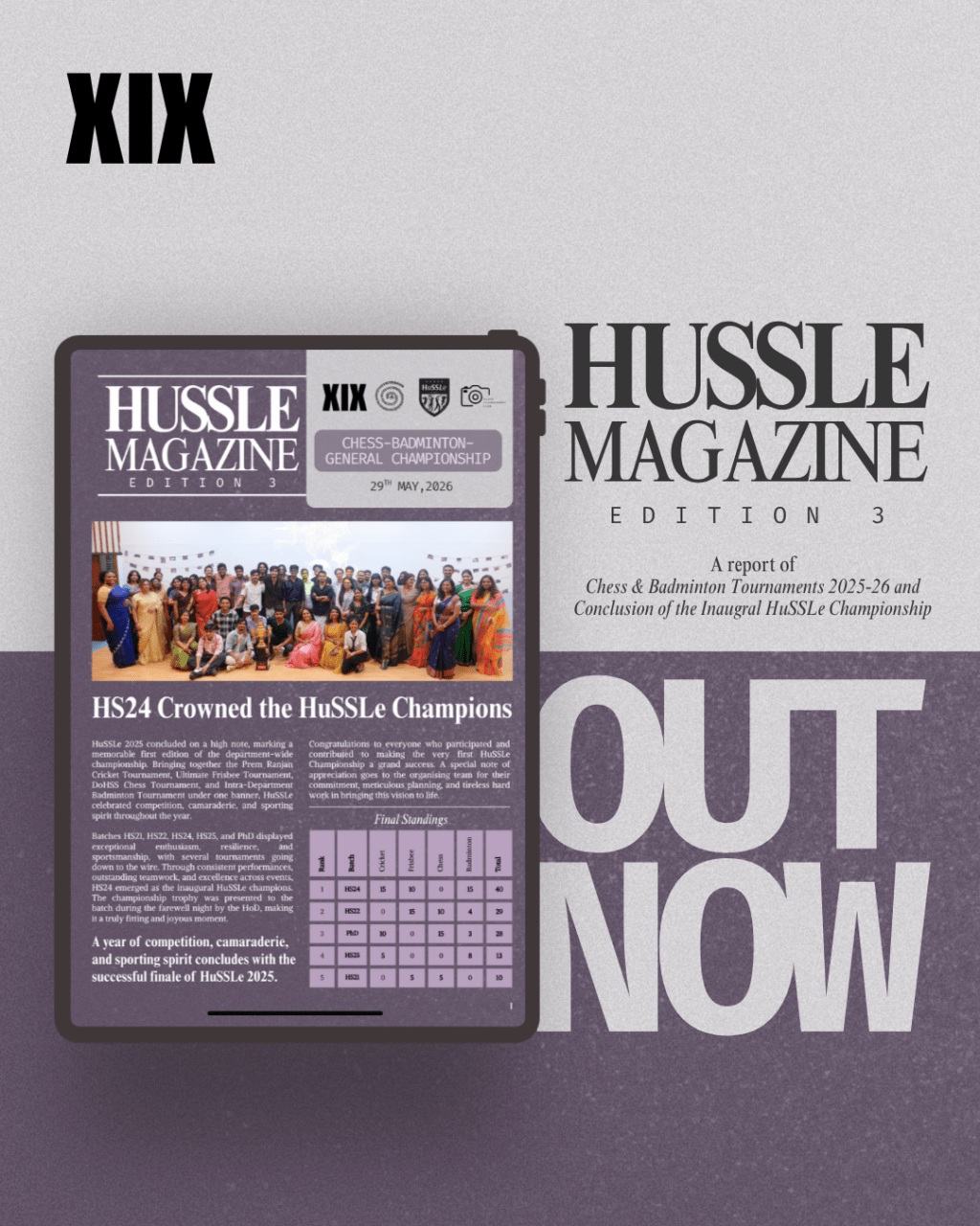HuSSLe Magazine – Edition 3: Report of Chess & Badminton Tournaments&nbsp;2025-26